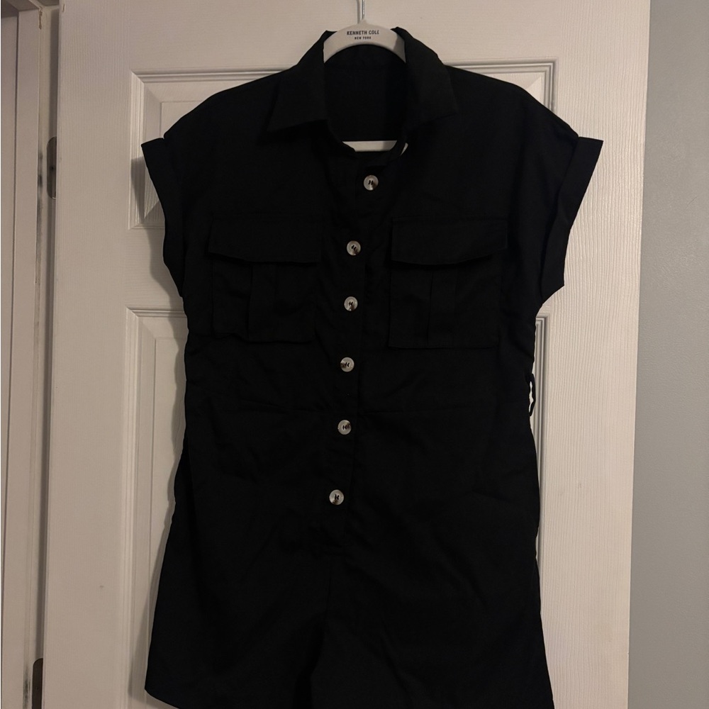 SHEIN Black Button-Up Jumpsuit
